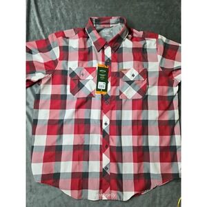 New Orvis Shirt 2XL Red Tech Plaid Quick Dry Vented S/S Hike Camp Fish NWT